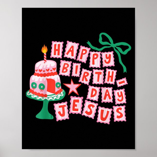 Grattis på födelsedagen Kristna Jesus Jul Preppy F Poster (Framsidan)