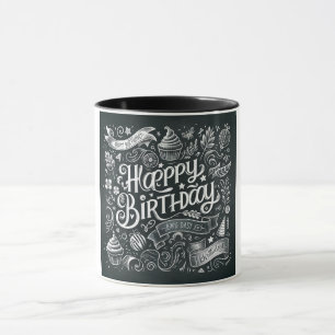 Grattis på födelsedagen Kritskrifts tavla Vintage Mugg