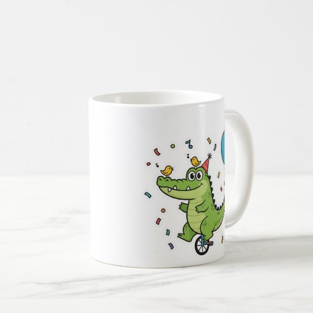 Grattis på födelsedagen Krokodil Cirkus Tema Teckn Kaffemugg (Framsida höger)