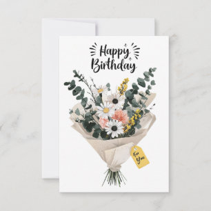 Grattis på födelsedagen-kupékort   Modern Blommigt