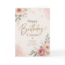 Grattis på födelsedagen kusin Elegant blommig grat