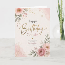 Grattis på födelsedagen kusin Elegant blommig grat Kort