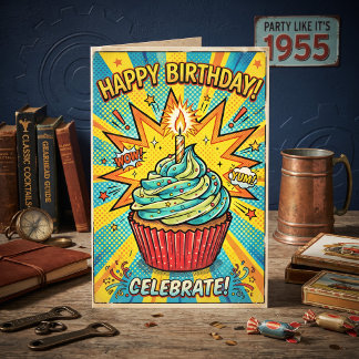 Grattis på födelsedagen kusin! Retro Pop Art till Kort