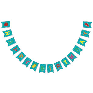 Grattis på födelsedagen l Bassäng Party l sommarfr Vimplar