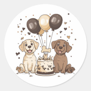 Grattis på födelsedagen Labrador Retriever Hundar Runt Klistermärke