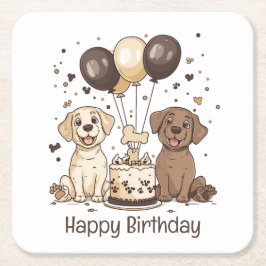 Grattis på födelsedagen Labrador Retriever Hundar Underlägg Papper Kvadrat