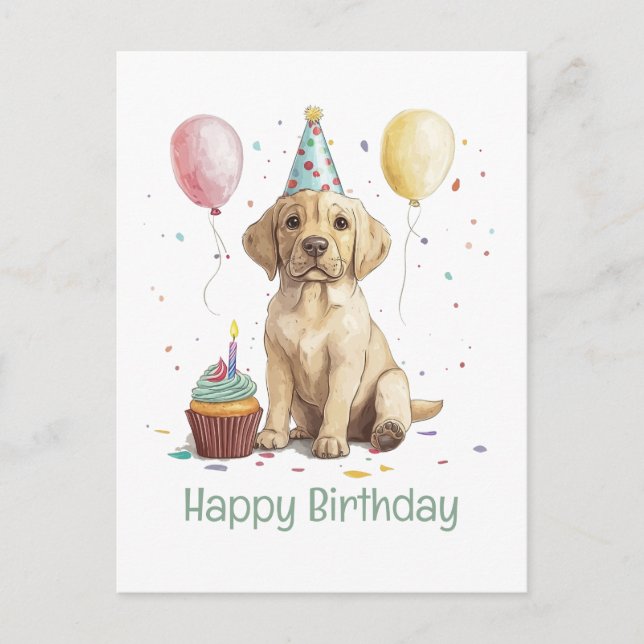 Grattis på födelsedagen Labrador Retriever Hundar Vykort (Framsida)