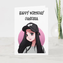 Grattis på födelsedagen (Lägg till Namn) Anime Gir Kort