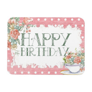 Grattis på födelsedagen Land Rosa Polka Dot Gift M Magnet