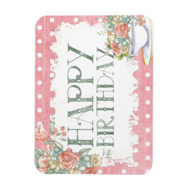 Grattis på födelsedagen Land Rosa Polka Dot Gift M Magnet