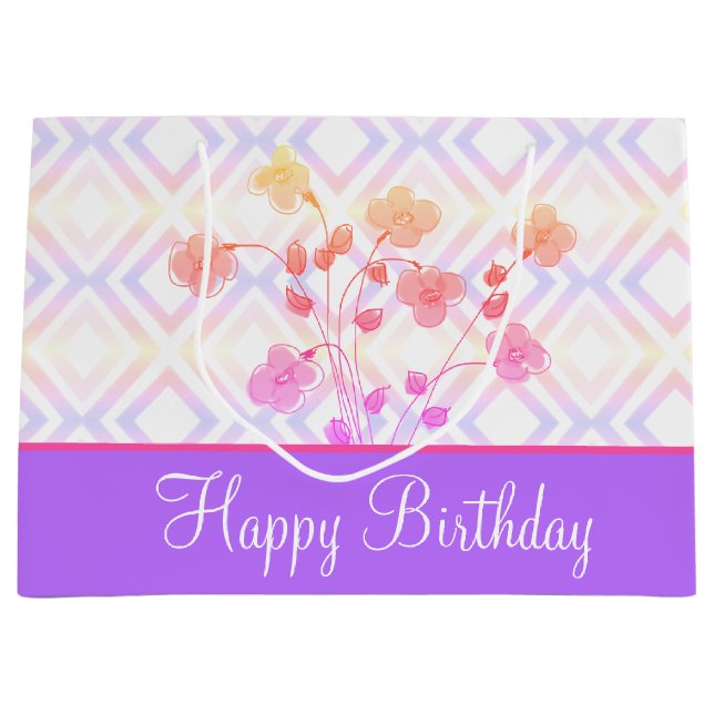 Grattis på födelsedagen Large Papper Tote Stil (Framsidan)