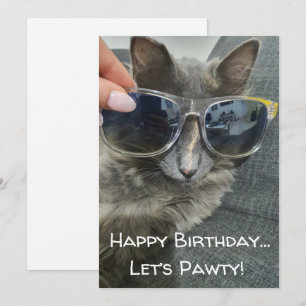 "grattis på födelsedagen låt oss pawty" lustigt gr anteckningskort