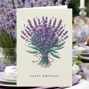 Grattis på födelsedagen Lavender Bouquet-hälsnings Tack Kort
