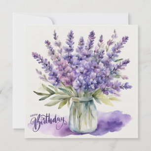 Grattis på födelsedagen Lavender Flowers i Burk Wa Kort