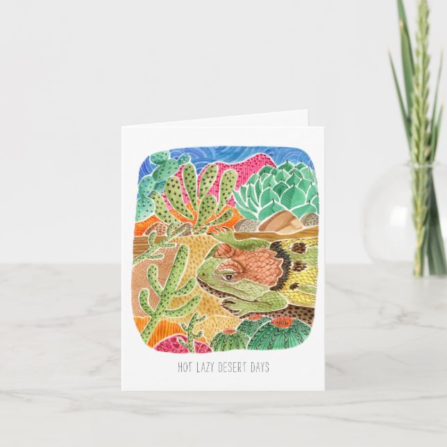 grattis på födelsedagen Lazy Lizard Desert liggand Kort (Framsida)