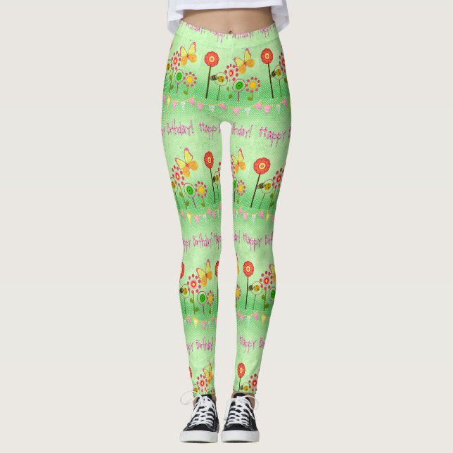 Grattis på födelsedagen leggings (Framsida)