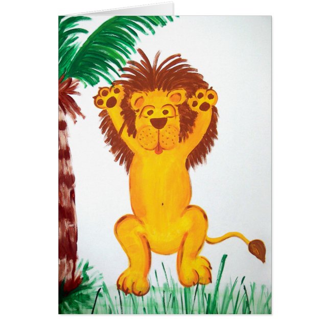 Grattis på födelsedagen Lejon konst Hälsningskort (Framsidan)