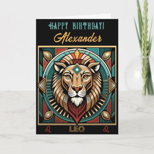 Grattis på födelsedagen Leo Zodiac Design Kort