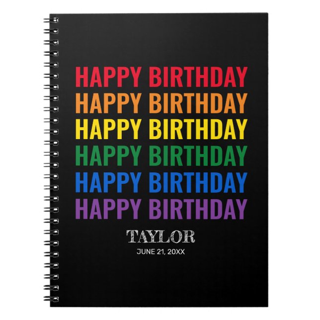 Grattis på födelsedagen LGBT-Pridet LGBTQ Transgen Anteckningsbok (Framsidan)