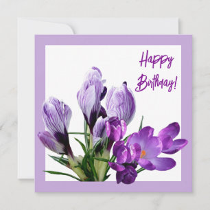 Grattis på födelsedagen lila blommigt, ljusfärgad kort