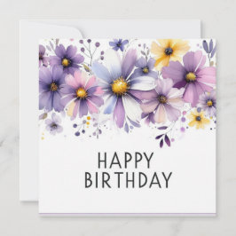 grattis på födelsedagen lila blommor kort 