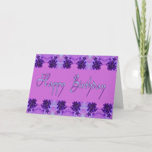 Grattis på födelsedagen lila blommor kort