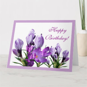 Grattis på födelsedagen lila crocus-blommor boho-b kort