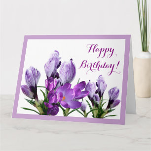 Grattis på födelsedagen lila crocus-blommor boho-b kort