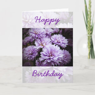 Grattis på födelsedagen - Lila Dimma Chrysanthemum Kort