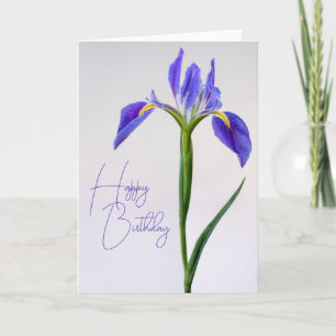 Grattis på födelsedagen Lila Iris-blomma Kort