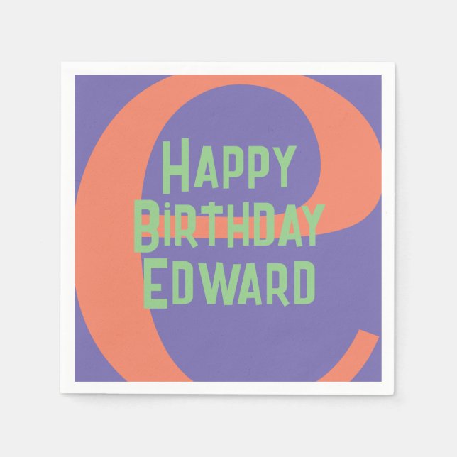 grattis på födelsedagen lila korallmint party pappersservett (Framsidan)