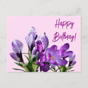 Grattis på födelsedagen lila krocusblommor boho gu vykort