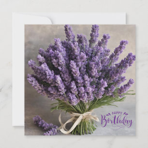 Grattis på födelsedagen Lila Lavender Flowers Bouq Kort