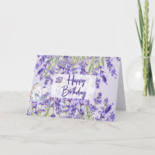 Grattis på födelsedagen Lila Lavender Flowers Kort