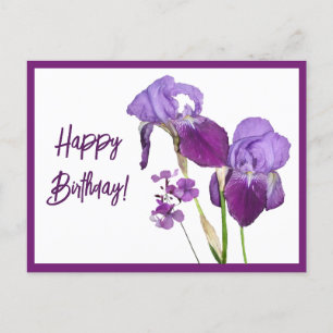 Grattis på födelsedagen lila öser vacker blommigt vykort