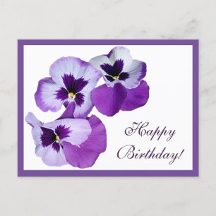 Grattis på födelsedagen lila pansy blommor boho vykort