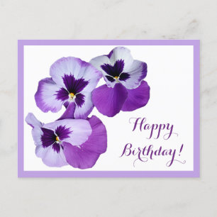 Grattis på födelsedagen lila pansy blommor boho vykort