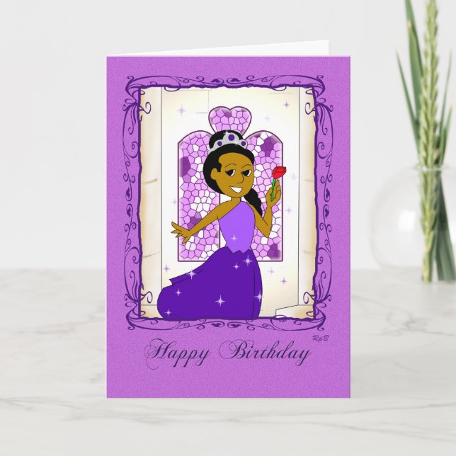 Grattis på födelsedagen: Lila Princess Kort (Framsida)