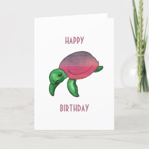 Grattis på födelsedagen Lila Sea Turtle Kort