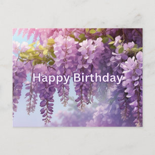 Grattis på födelsedagen Lila Wisteria Blommor Vykort