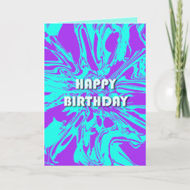 Grattis på födelsedagen Lilac Aqua Psychedelic Flo Kort