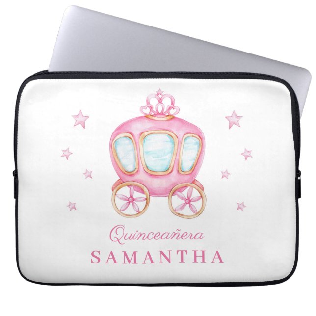 Grattis på födelsedagen lilla prinsessa-vagn laptop fodral (Framsidan)