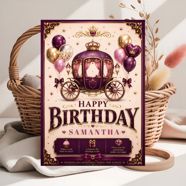 Grattis på födelsedagen lilla prinsessvagn kort (Skapare uppladdad)