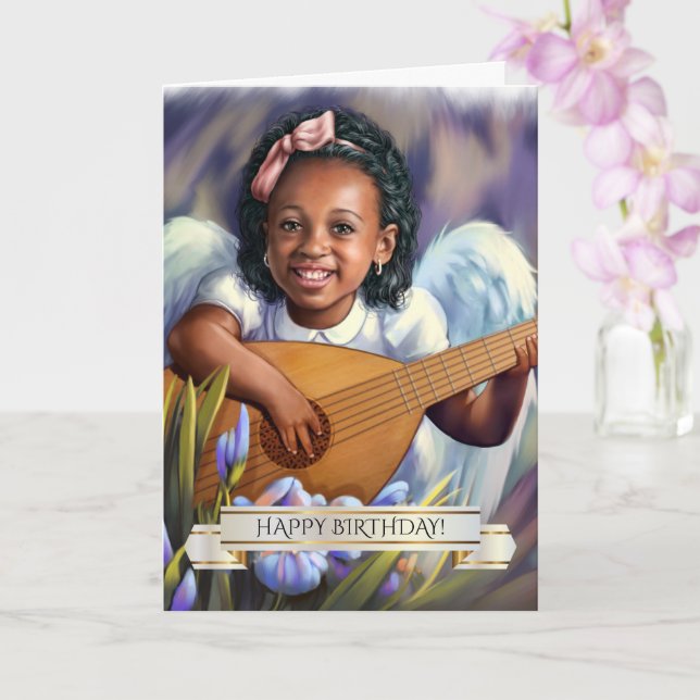 Grattis på födelsedagen. Little African American A Kort (Orkide)