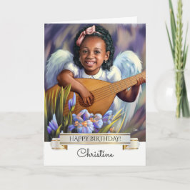 Grattis på födelsedagen. Little Angel med Lute Kort