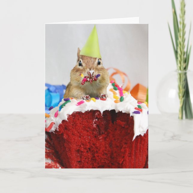 Grattis på födelsedagen Little Chipmunk Kort (Framsida)