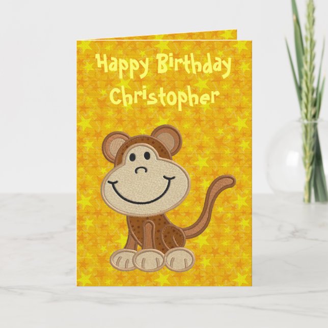 Grattis på födelsedagen Little Monkey Kort (Framsida)