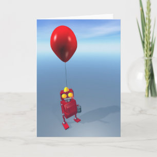 Grattis på födelsedagen Little Red Robot Card Kort