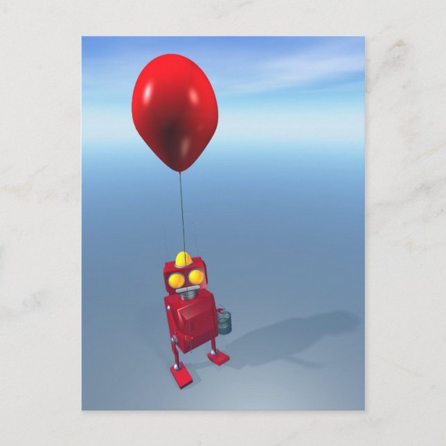 Grattis på födelsedagen Little Red Robot-vykort Vykort (Framsida)