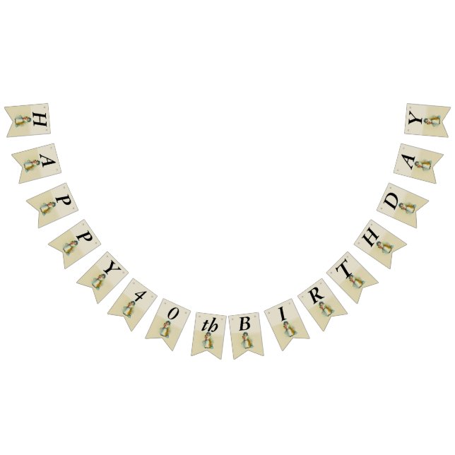 Grattis på födelsedagen Little Victorian Girl med  Vimplar (Alla)